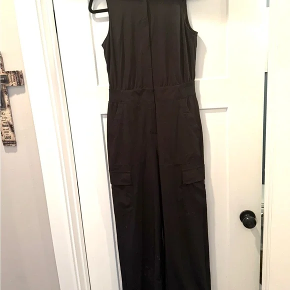 Athleta Black Brooklyn Zip-Up Stretch Performance Jumpsuit Size r - Picture 3 of 10